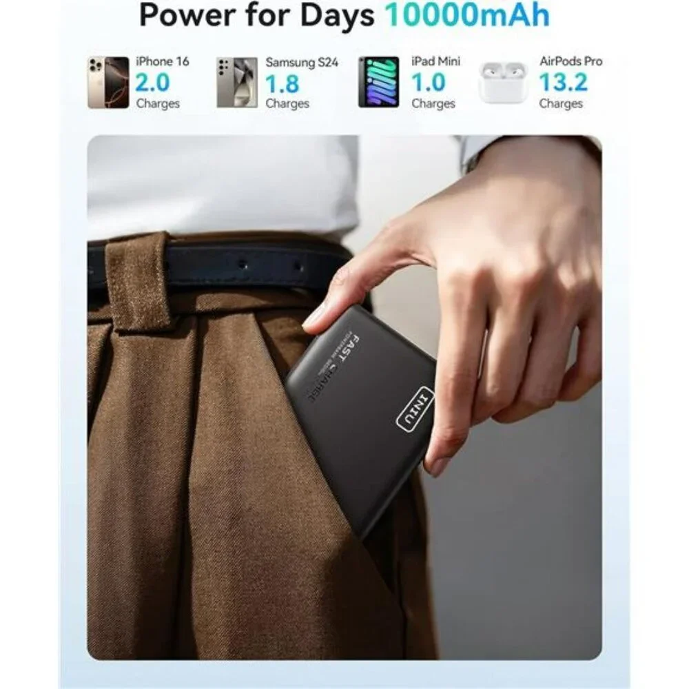 Portable Charger 10000mAh USB C Power Bank Fast Charging iPhone Samsung iPad